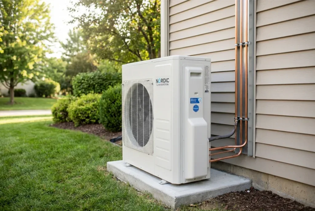 High-efficiency heat pump HVAC system installed at an Atlanta home