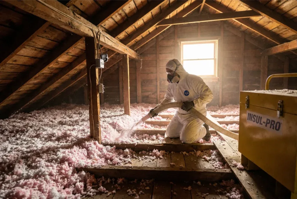 Attic insulation upgrade to R-49 in an Atlanta home