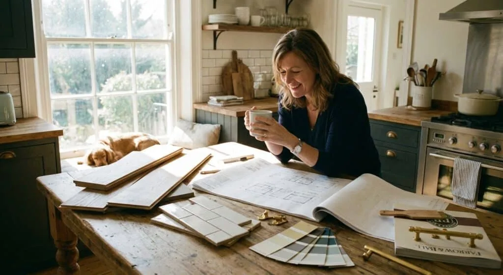 Homeowner reviewing HOA architectural guidelines and covenant documents