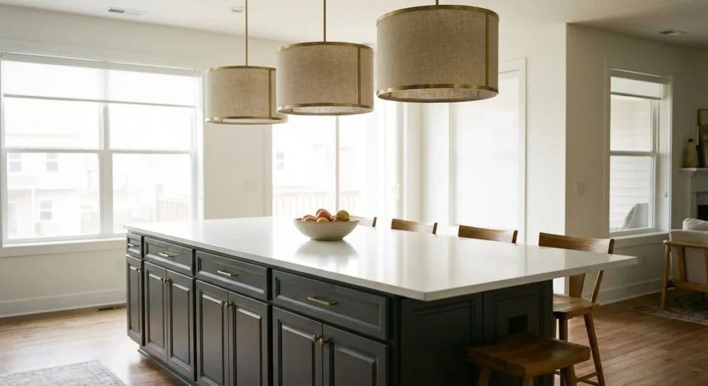 Transitional kitchen combining shaker cabinetry with modern finishes