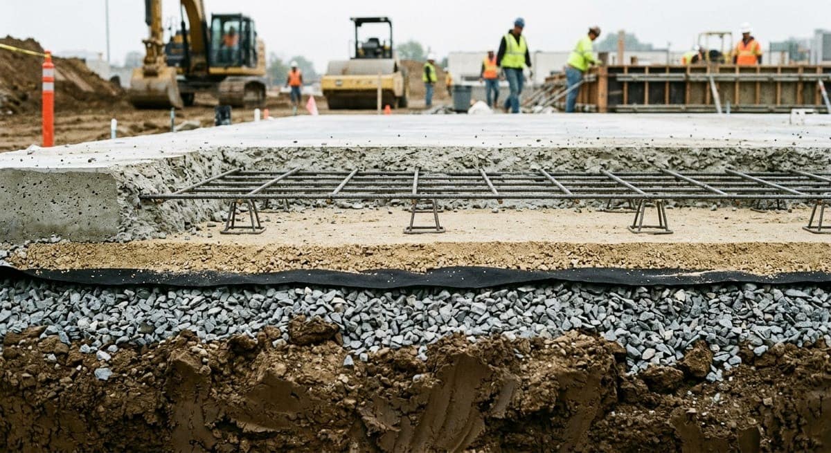 Laser-guided screed establishing flatness on an industrial concrete pour