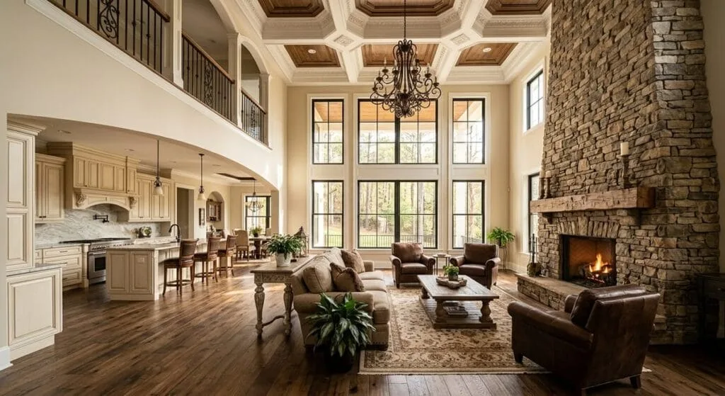 Mid-level custom home with quartz countertops and engineered hardwood in North Georgia