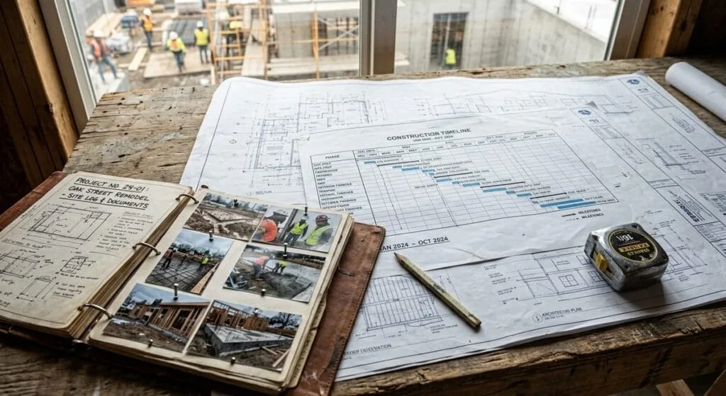 Custom home building timeline blueprints and project schedule documents for new construction homes in Milton GA